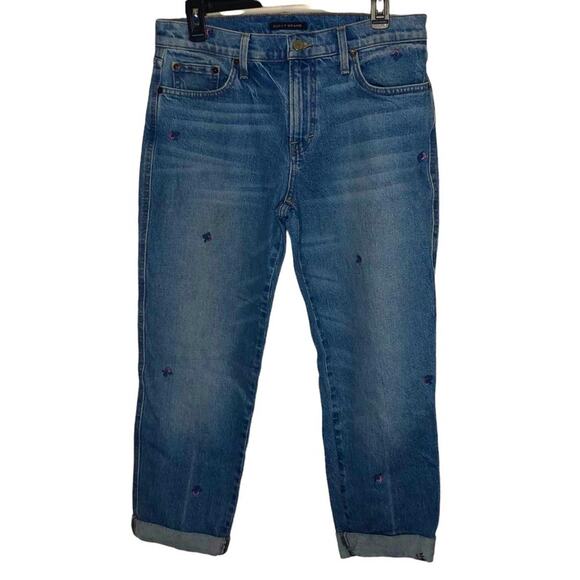 Lucky Brand Sienna Boyfriend Jeans Size 4/27 | Embroidered Raw Hem Denim - Picture 2 of 16